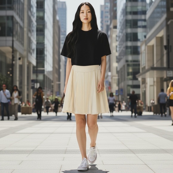 Ralph Lauren Dresses & Skirts - RALPH LAUREN SKIRT Ivory Pleated Car Wash Panels Silk